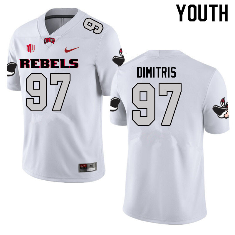 Youth #97 Nick Dimitris UNLV Rebels College Football Jerseys Sale-White